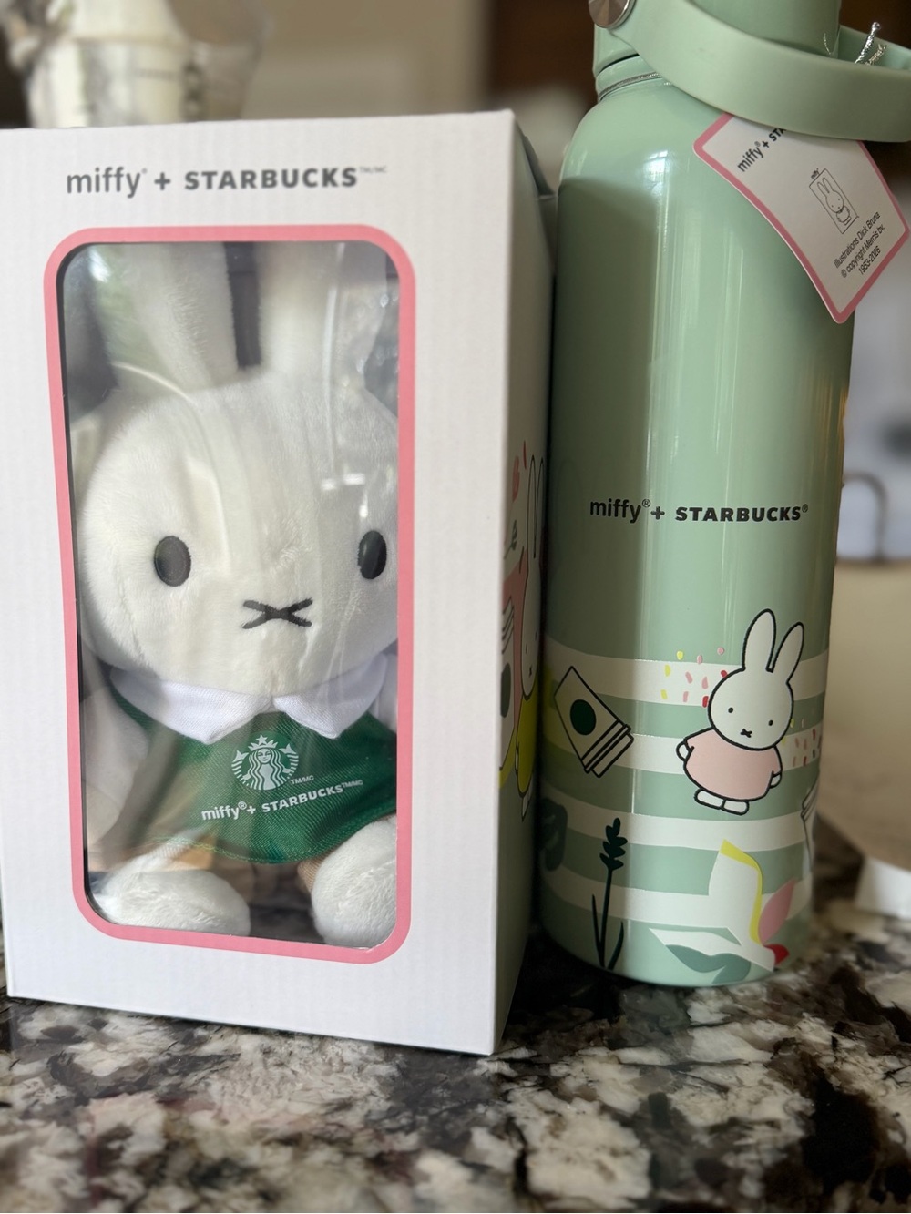 miffy + STARBUCKS Mint Green Bunny Bottle & Plush Set